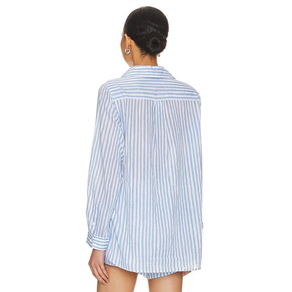 Seafolly Beach Shirt‎ in Powder Blue Striped NEW Size Medium - Picture 3 of 10